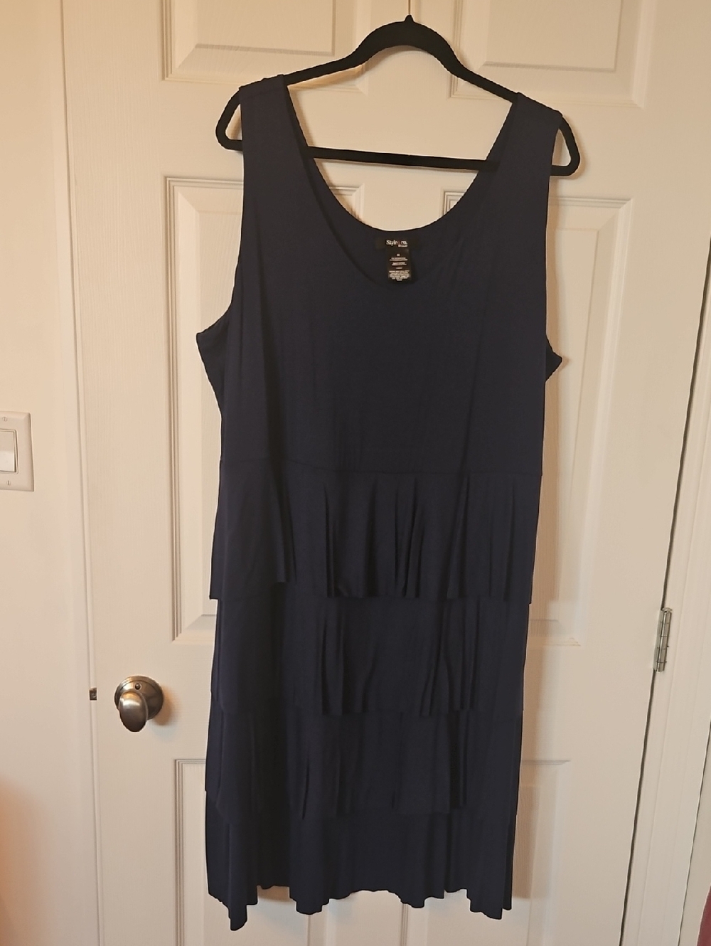 Style & Co. Navy Sleeveless Tiered Midi Dress